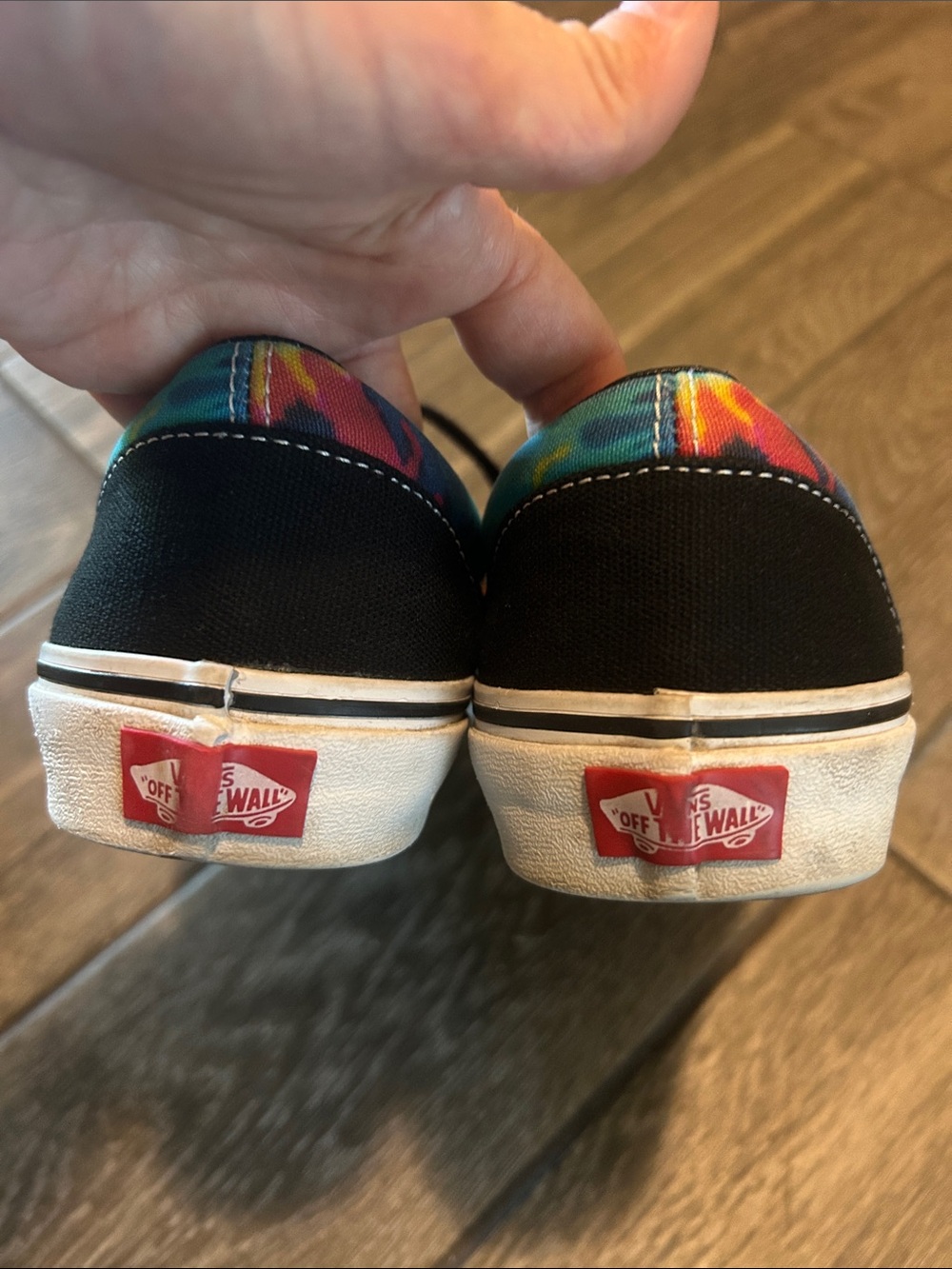 Vans Black Canvas Sneakers with Rainbow Tie-Dye Panels - Picture 5 of 11